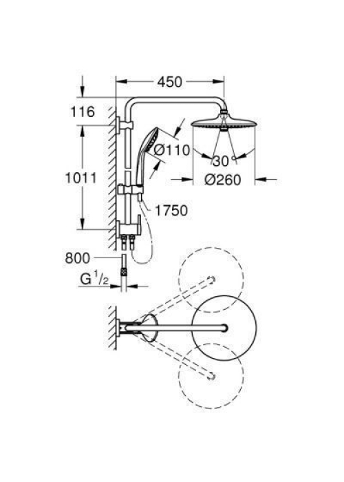 Душова система з перемикачем Grohe Euphoria System 260, 27421002