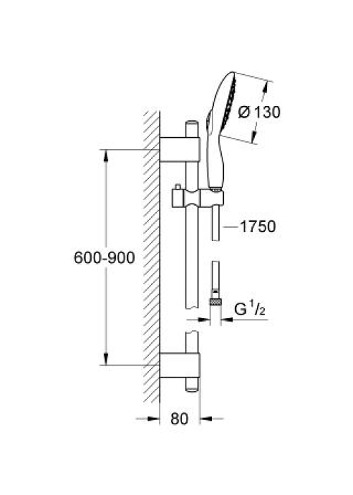 Душевой гарнитур с 4мя  режимами струи Grohe Power&Soul, 27738000