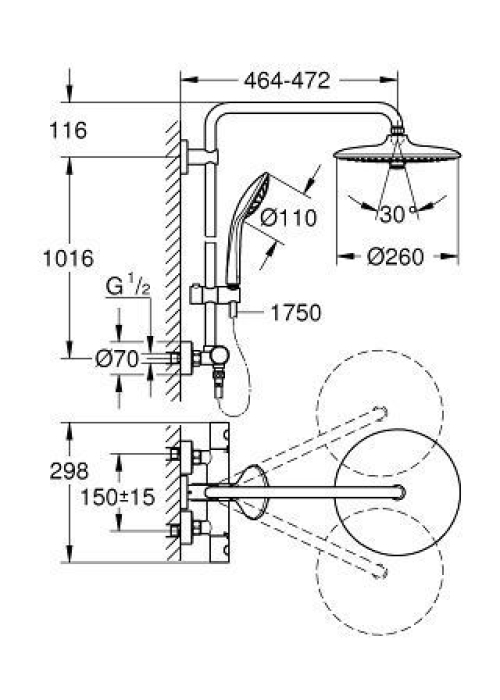 Душова система з термостатом Grohe Euphoria System 260, 27296002