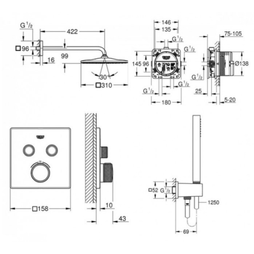 Душовий набір GROHE Grohtherm SmartControl 26405SC1