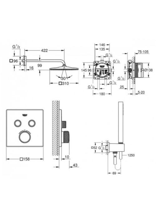 Душовий набір GROHE Grohtherm SmartControl 26405SC1