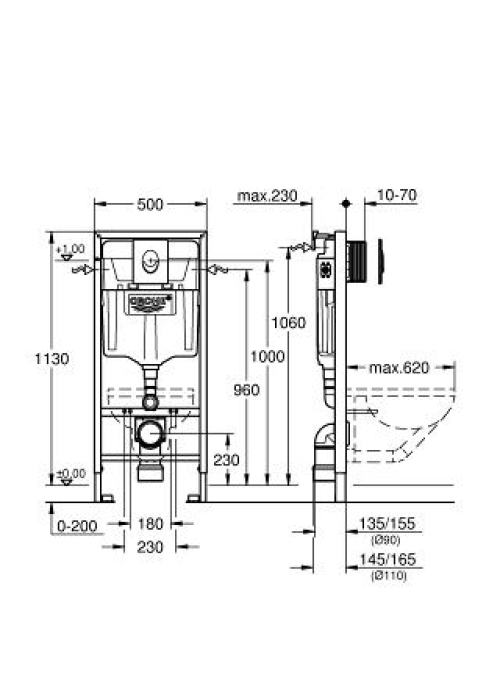 Інсталяційна система GROHE Rapid SL (38722001) з Білою клавішею Skate Air