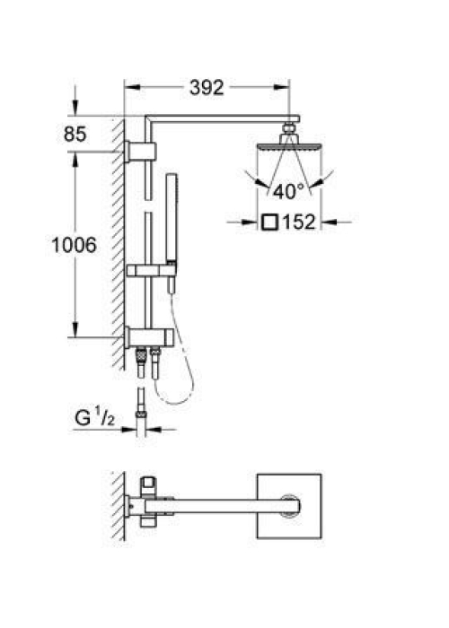 Душова система з перемикачем Grohe Euphoria Cube System 150, 27696000