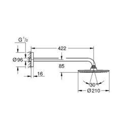 Верхній душ із душовим кронштейном 422 мм Grohe Euphoria Cosmopolitan 210, 26171000