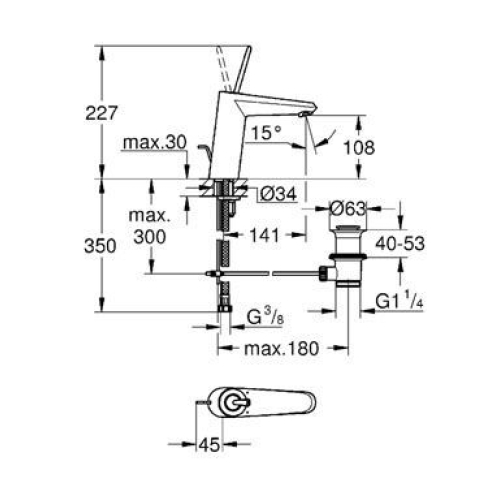 Змішувач для раковини Grohe Eurodisc Joy 23427000 M-Size