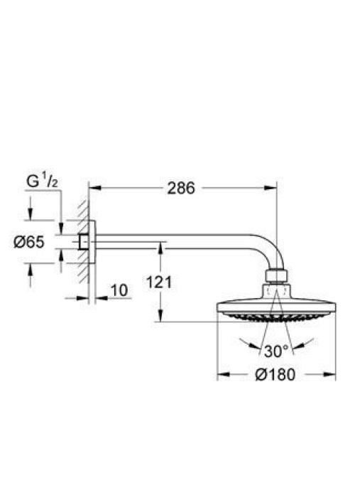 Верхній душ із душовим кронштейном Grohe Euphoria Cosmopolitan 180, 26072000