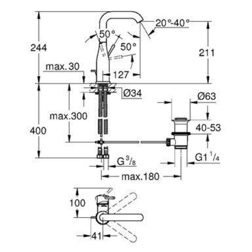 Змішувач для раковини Grohe ESSENCE NEW L-Size, 32628DL1