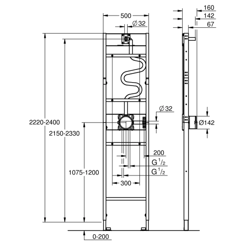 ❤ Інсталяція для установки душової системи GROHE Rapido Shower Frame, 1039939990