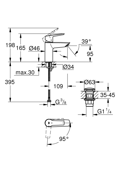 Змішувач для раковини S-розміру Grohe QuickFix Start 235512432