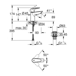 Змішувач для раковини S-розміру Grohe Start Edge 24199001