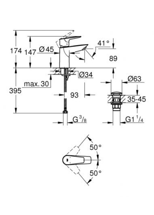 Змішувач для раковини S-розміру Grohe Start Edge 24199001