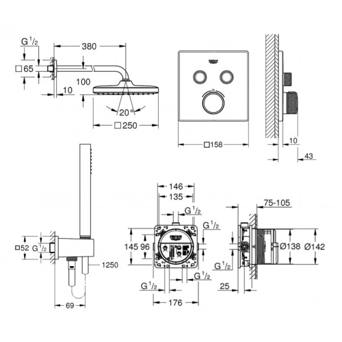 Комплект прихованого монтажу з термостатом Grohe Grohtherm 26415SCС