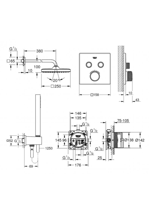 Комплект прихованого монтажу з термостатом Grohe Grohtherm 26415SCС