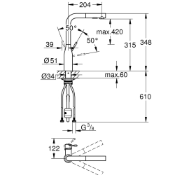 Змішувач для кухні GROHE Essence OHM, 30504KF0