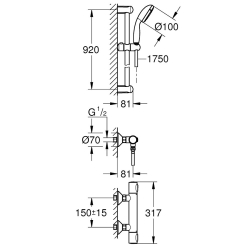 Термостат для душу з душовим гарнітуром Grohe Precision Flow 34842000