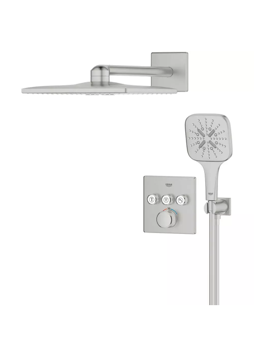 Душевая система скрытого монтажа Grohe SmartActive 310 Cube, Grohtherm SmartControl суперсталь 34864DC0