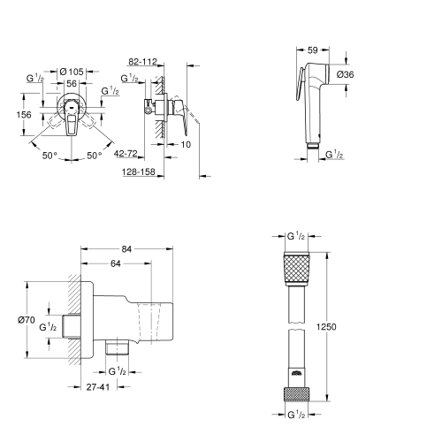 Комплект гігієнічного душу Grohe  NEW Bauloop (UA11104202)