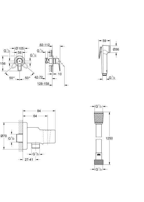 Комплект гігієнічного душу Grohe  NEW Bauloop (UA11104202)