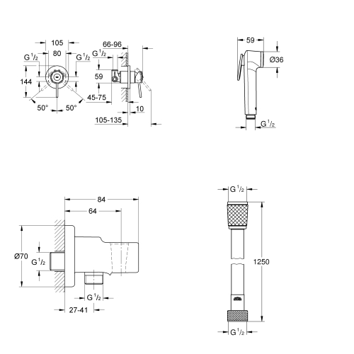 Комплект гігієнічного душу Grohe BauClassic UA11104801