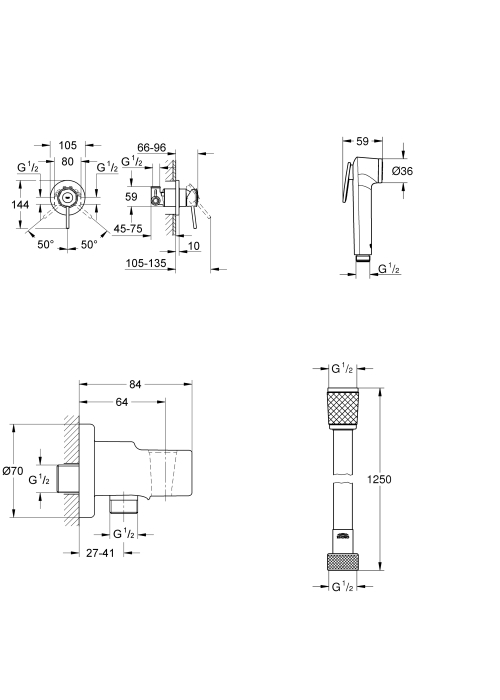 Комплект гігієнічного душу Grohe BauClassic UA11104801