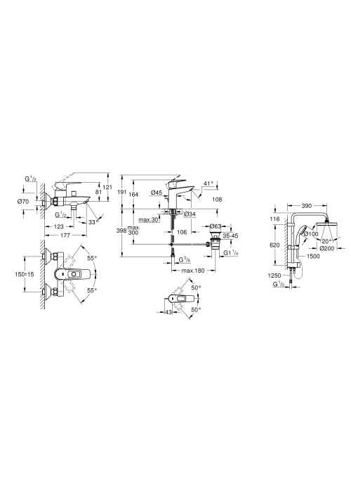 Набір змішувачів Grohe BauLoop New 3 в 1 UA123214R0