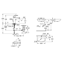 Комплект раковина  зі змішувачем Grohe Eurosmart New UA26129006