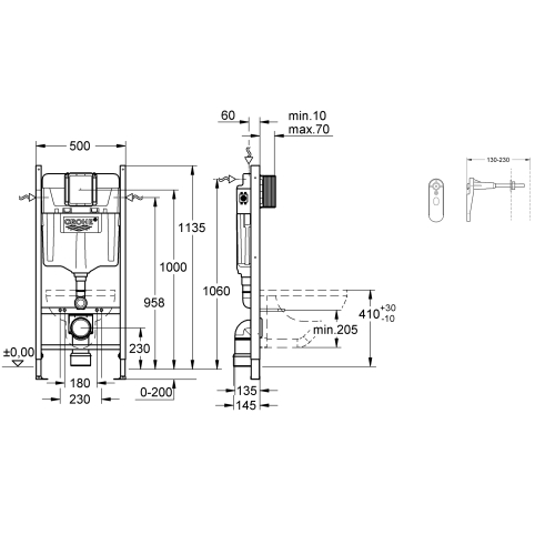 Система інсталяції для унітазу 2 в 1 Grohe Rapid SL UA388400WG