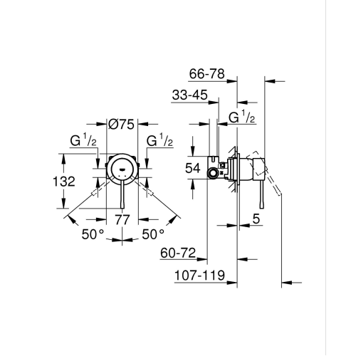 Смеситель скрытого монтажа для душа Grohe Essence 29197AL0 Графит матовый