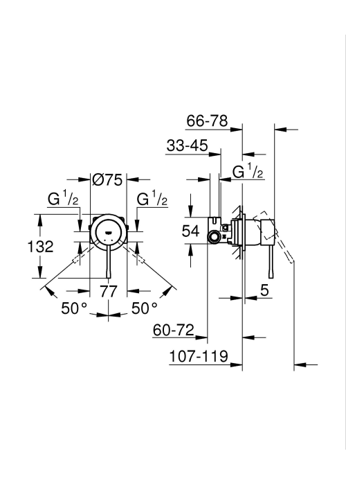 Смеситель скрытого монтажа для душа Grohe Essence 29197AL0 Графит матовый