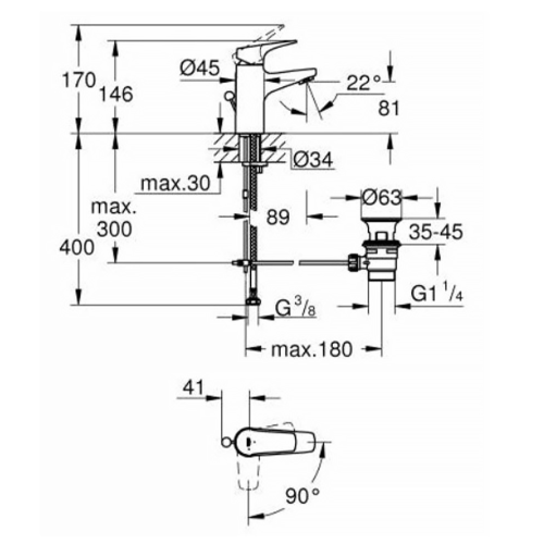 Змішувач для раковини Grohe Start Flow 23769000 M-Size