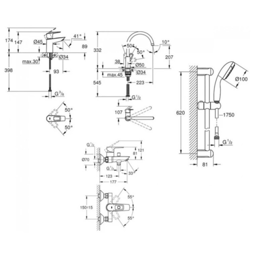 Комплект змішувачів з кухонним змішувачем GROHE Bau Loop 4 в 1 UA123225K3