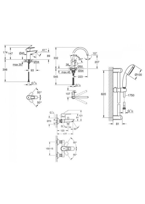 Комплект змішувачів з кухонним змішувачем GROHE Bau Loop 4 в 1 UA123225K3