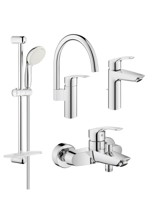 Комплект змішувачів для ванни + змішувач для кухні Grohe Eurosmart New UA123248UH