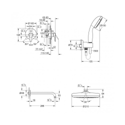 Душова система прихованого монтажу зі змішувачем Grohe QuickFix Start&Vitalio Start 210 UA202802R2