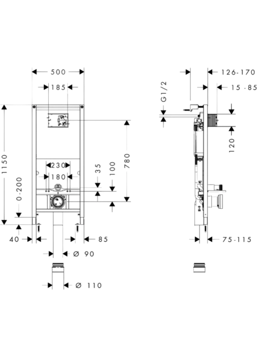 Инсталляционная система Hansgrohe iFrame Universal 01022180