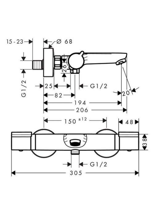 Термостат для ванны  Hansgrohe Versostat, 15348000