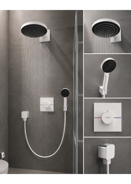 Душова система прихованого монтажу Hansgrohe ShowerSelect Comfort E HighFlow, Matt White 15574700+01800180+24150700+24301700+26457700