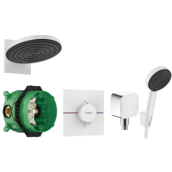 Душова система прихованого монтажу Hansgrohe ShowerSelect Comfort E HighFlow, Matt White 15574700+01800180+24150700+24301700+26457700