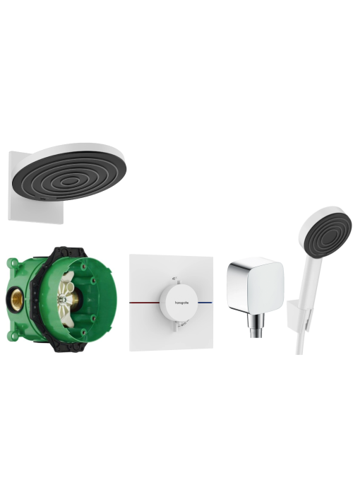 Душова система прихованого монтажу Hansgrohe ShowerSelect Comfort E HighFlow, Matt White 15574700+01800180+24150700+24301700+26457700