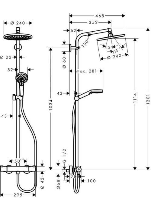 Душова система Hansgrohe Crometta S 240 1jet Showerpipe (27267000 )