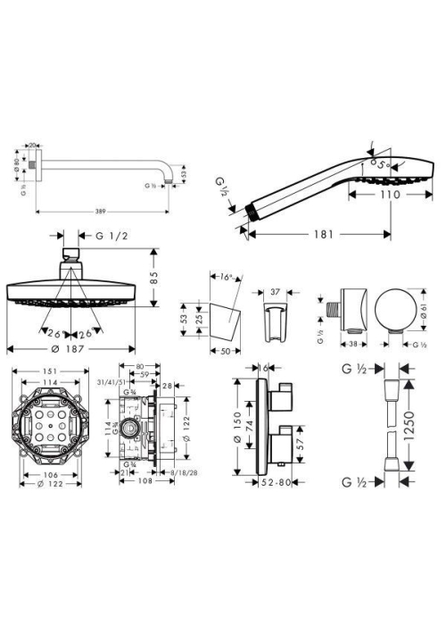 Душовий набір HANSGROHE ShowerSet Croma Select S/Ecostat S (27295000)