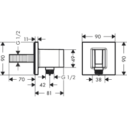 Шланговое подсоединение Hansgrohe Fixfit Porter Square, 26889670