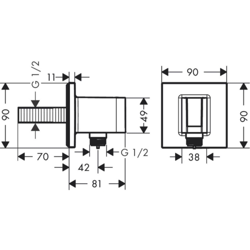 Шлангове приєднання Hansgrohe Fixfit Porter Square, 26889670