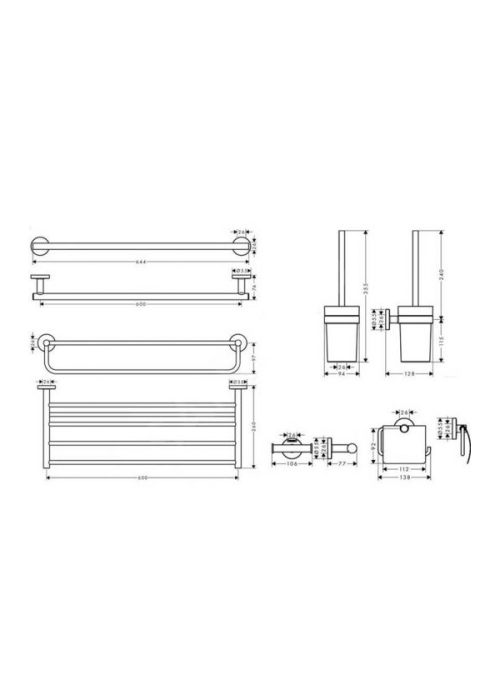 Набір аксесуарів для ванної кімнати 5в1 Hansgrohe Logis Universal 41728000