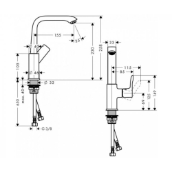 Смеситель для раковины Hansgrohe Metris, 31081000