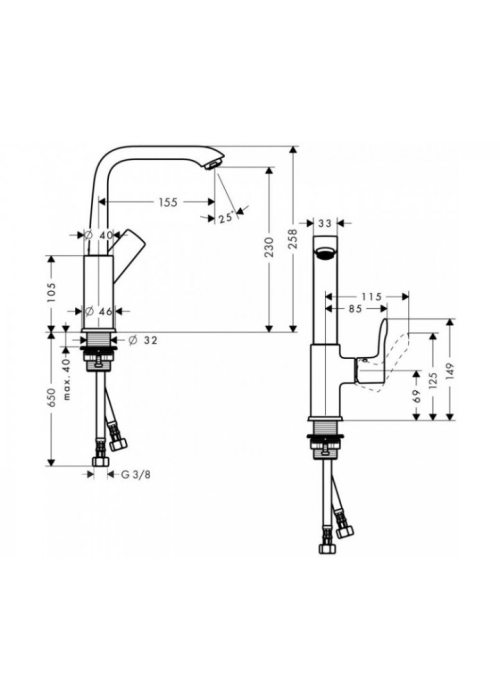 Смеситель для раковины Hansgrohe Metris, 31081000