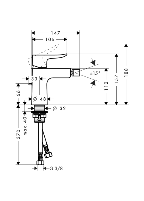 Змішувач для біде Hansgrohe Metris, 31280000