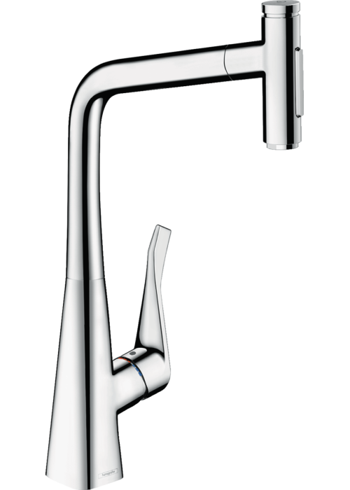 Змішувач для кухні Hansgrohe Metris Select 320 2jet з висувним зливом Sbox 73816000