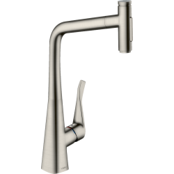 Змішувач для кухні Hansgrohe Metris Select 320 2jet з висувним зливом Sbox Stainless Steel 73816800