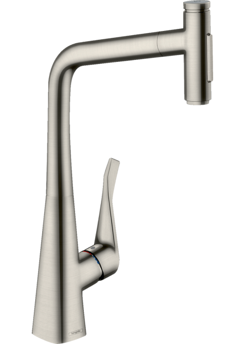 Змішувач для кухні Hansgrohe Metris Select 320 2jet з висувним зливом Sbox Stainless Steel 73816800